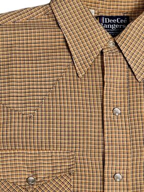 50's Vintage Western DeeCee Rangers Men's Tan Plaid Casual Button-Down Shirt